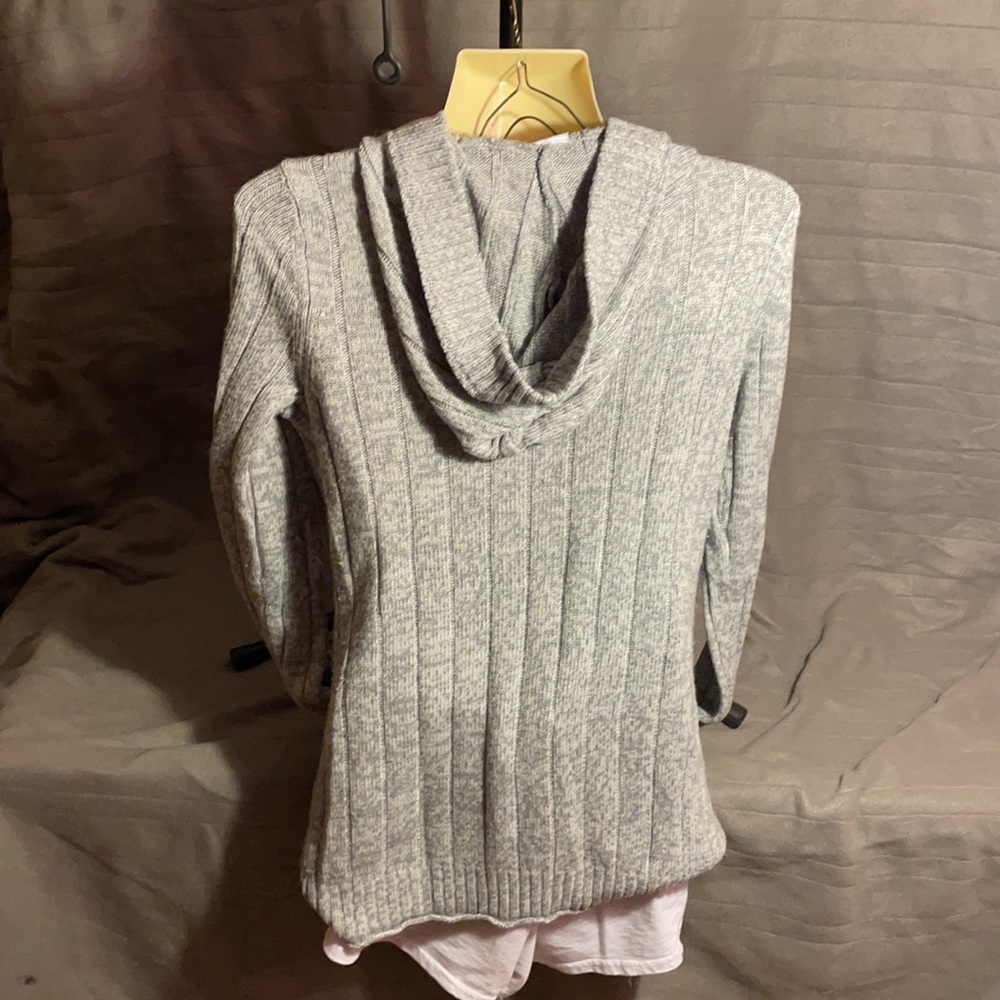 Roxy Long Gray Knit Half Button Up - image 3